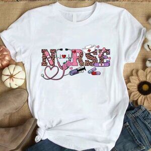 Nursing School Nurse Graphic Leopard Retro Gift T-Shirt